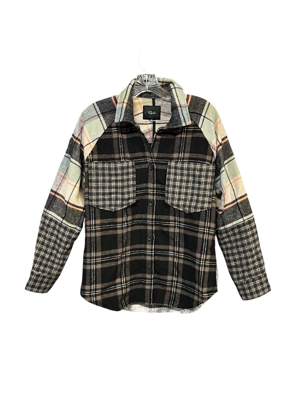 Rails Ridley Shacket XS Mint Mixed Plaid Wool Blend Button Overshirt Jacket